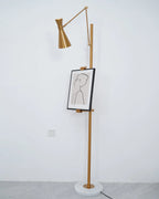 Floor Lamp | Gold Frame & Marble Base | Artwork Accent Lighting