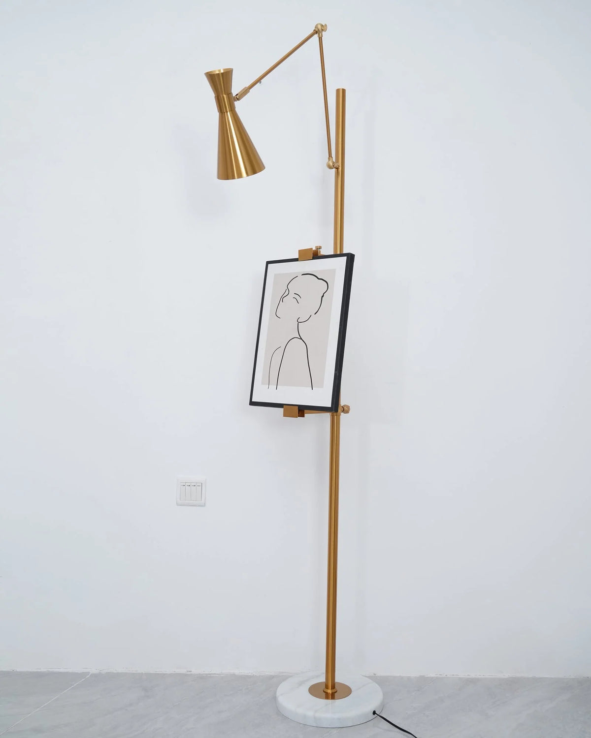 Floor Lamp | Gold Frame & Marble Base | Artwork Accent Lighting