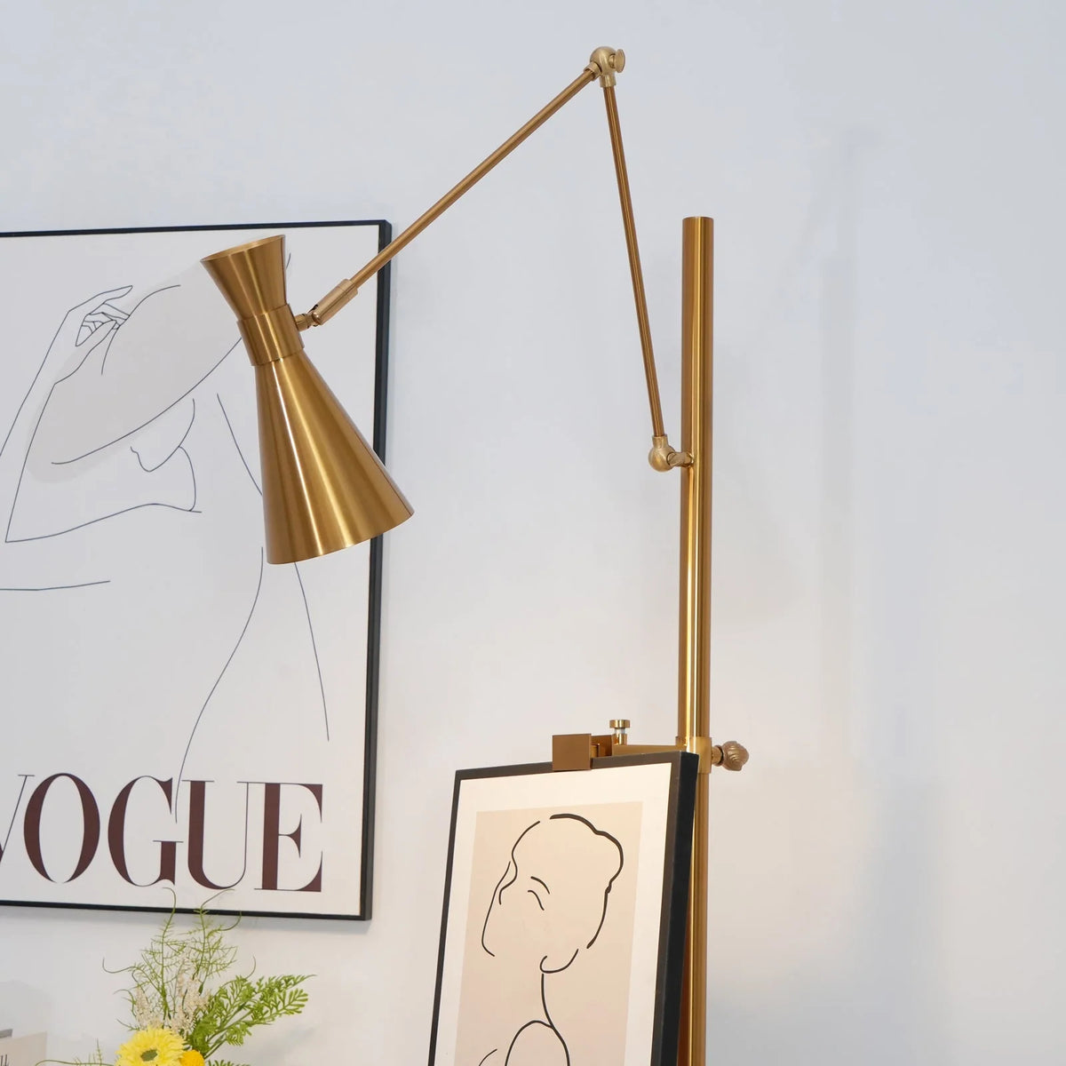 Floor Lamp | Gold Frame & Marble Base | Artwork Accent Lighting