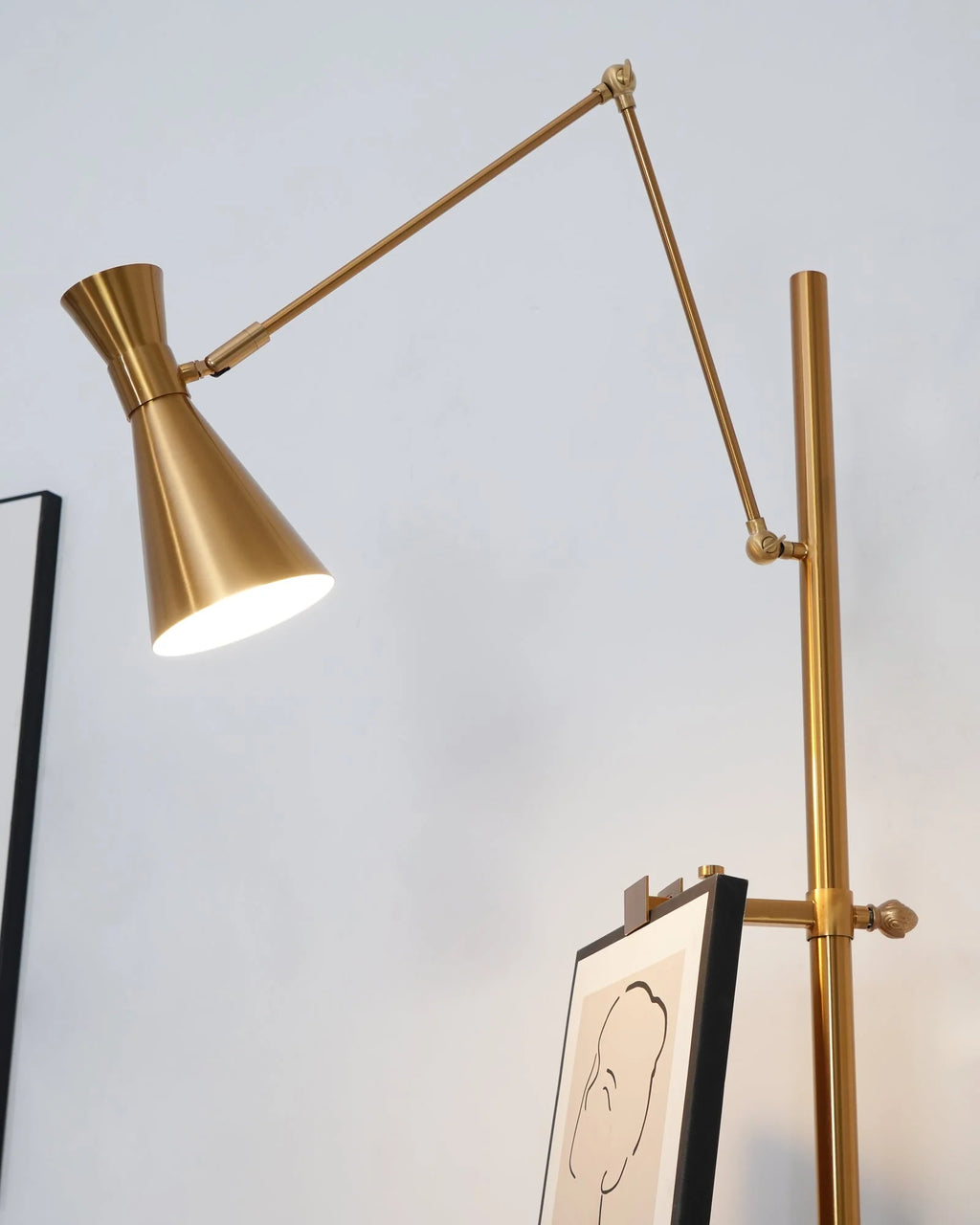Floor Lamp | Gold Frame & Marble Base | Artwork Accent Lighting