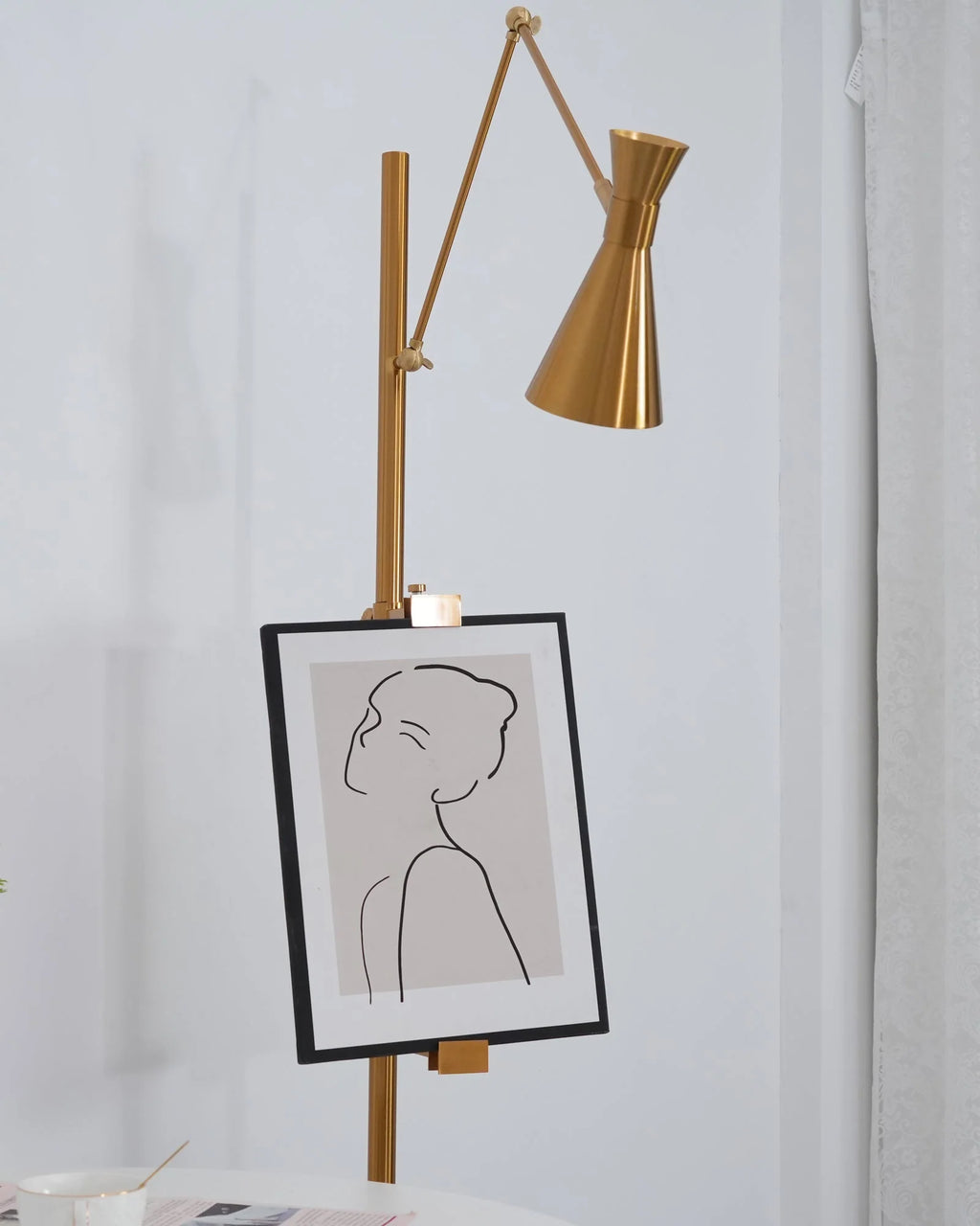 Floor Lamp | Gold Frame & Marble Base | Artwork Accent Lighting