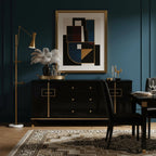 Floor Lamp | Gold Frame & Marble Base | Artwork Accent Lighting