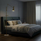 Floor Lamp | Gold Frame & Marble Base | Artwork Accent Lighting