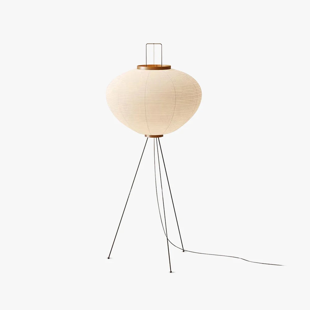 Floor Lamp | Lantern-Shaped Rice Paper Shade & Tripod Base