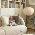 Floor Lamp | Lantern-Shaped Rice Paper Shade & Tripod Base