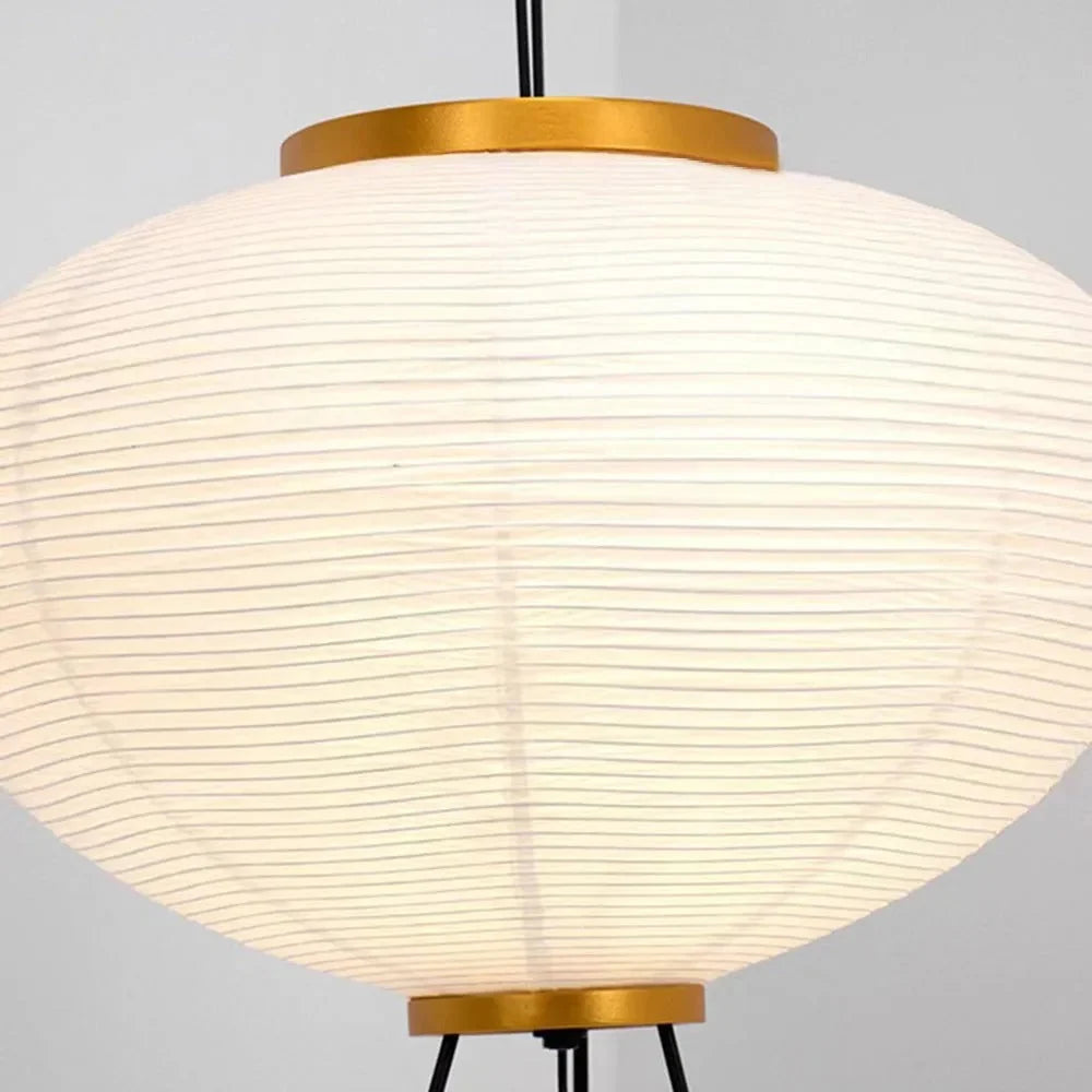 Floor Lamp | Lantern-Shaped Rice Paper Shade & Tripod Base