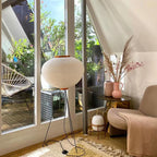 Floor Lamp | Lantern-Shaped Rice Paper Shade & Tripod Base