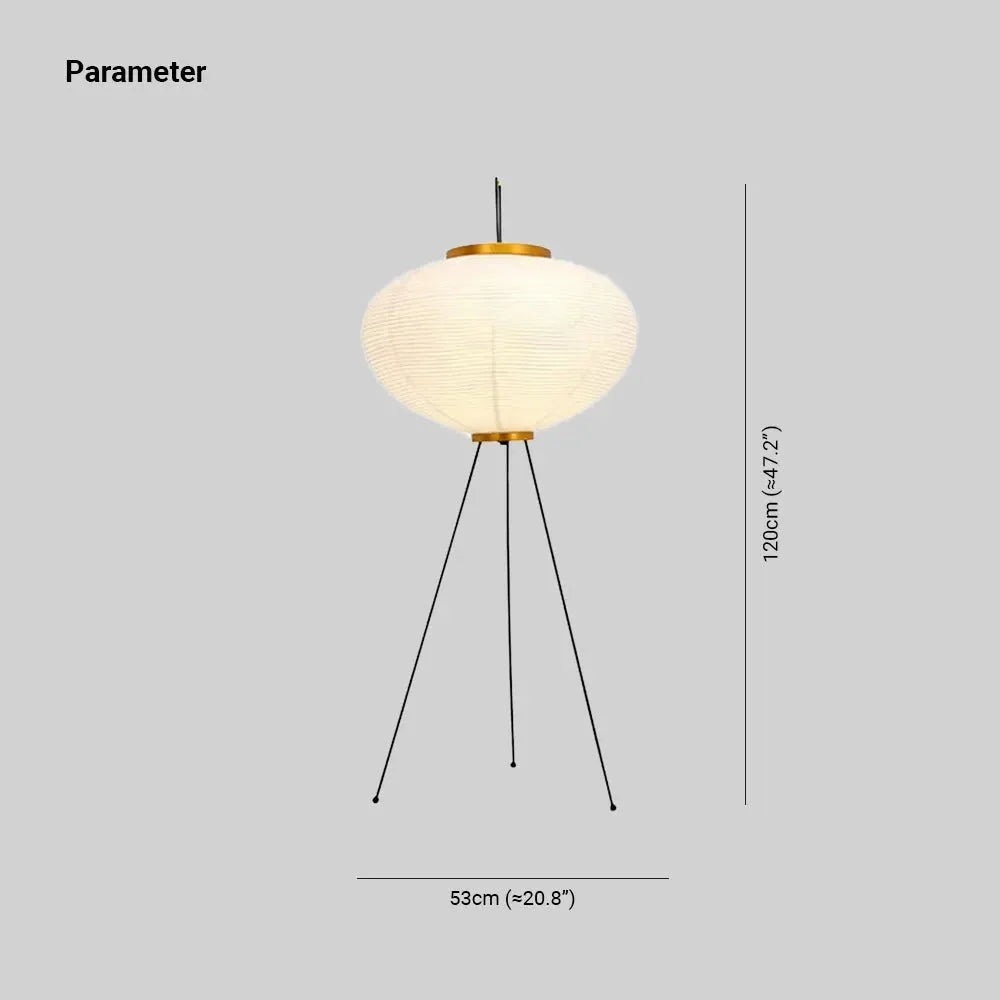 Floor Lamp | Lantern-Shaped Rice Paper Shade & Tripod Base
