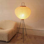 Floor Lamp | Lantern-Shaped Rice Paper Shade & Tripod Base