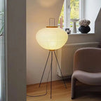 Floor Lamp | Lantern-Shaped Rice Paper Shade & Tripod Base