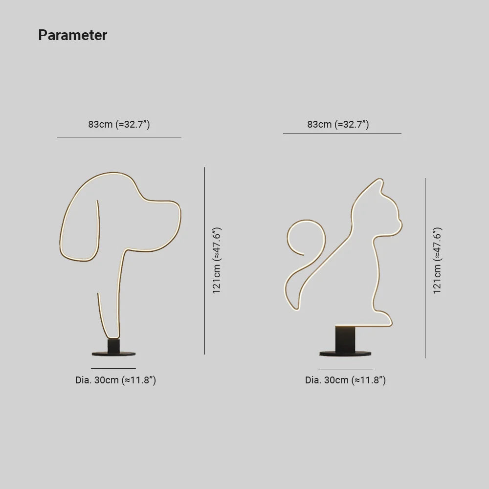 Floor Lamp | Metal & Acrylic LED | Cat Or Dog Pattern