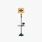 Floor Lamp | Metal Frame, Side Table & Cotton-Linen Shade