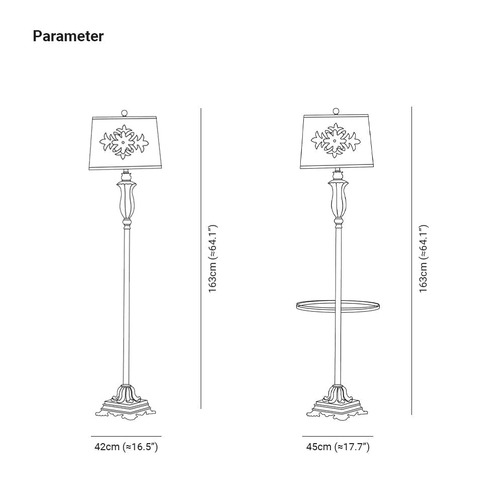 Floor Lamp | Metal Frame, Side Table & Cotton-Linen Shade