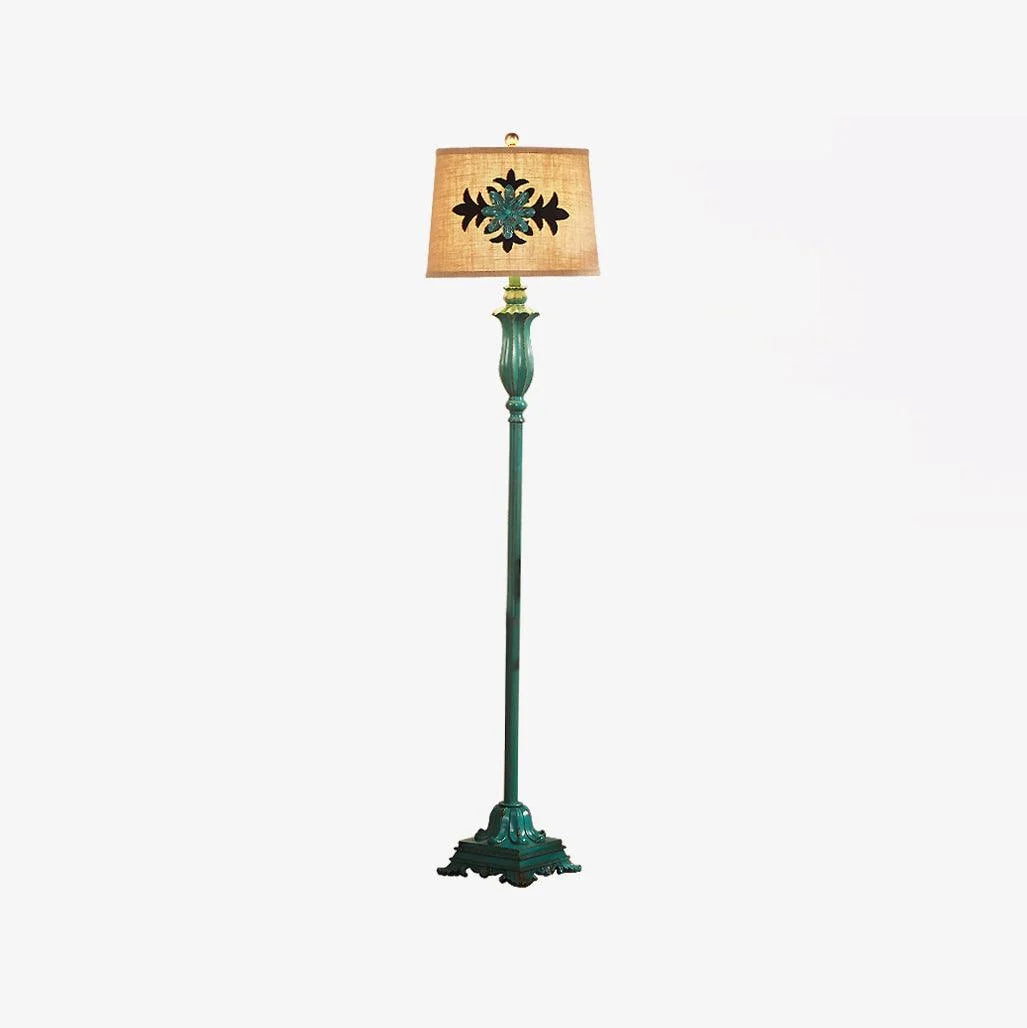 Floor Lamp | Metal Frame, Side Table & Cotton-Linen Shade