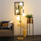 Floor Lamp | Metal & Glass Globe | Living Room & Bedroom