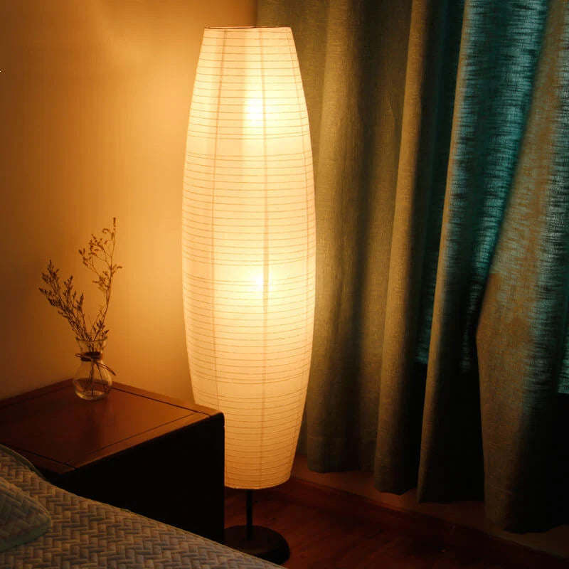 Floor Lamp | Paper Shade & Dual Light Sources | Plug-In E14