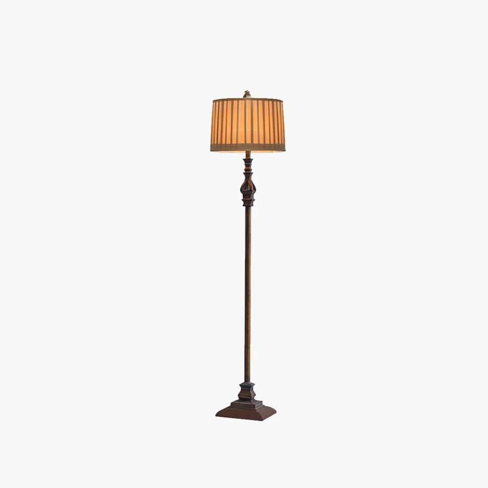 Floor Lamp | Resin & Fabric Dumpling Shade | Brown