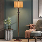 Floor Lamp | Resin & Fabric Dumpling Shade | Brown