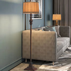 Floor Lamp | Resin & Fabric Dumpling Shade | Brown