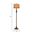 Floor Lamp | Resin & Fabric Dumpling Shade | Brown