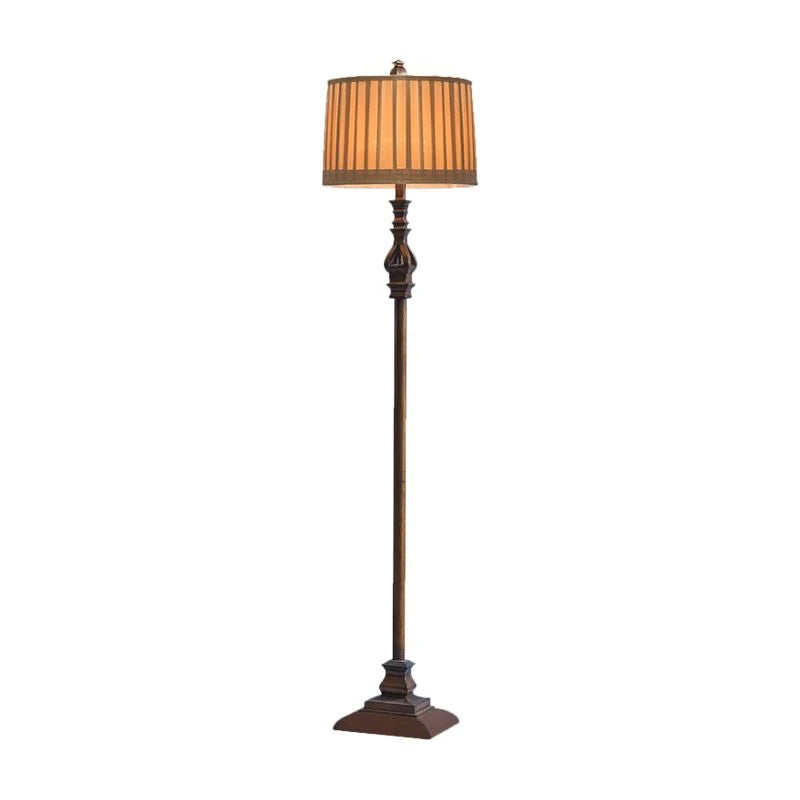 Floor Lamp | Resin & Fabric Dumpling Shade | Brown