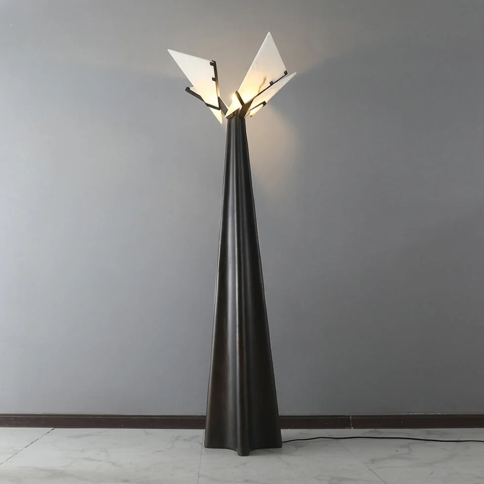 Floor Lamp | Sculptural European Alabaster & Resin Base | 170 cm Height