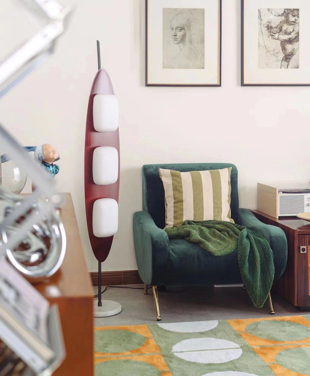 Floor Lamp | Surfboard Design, Integrated LED & Marble Base