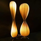 Floor Lamp | Twisted Wood Shade & Cozy Ambient Lighting