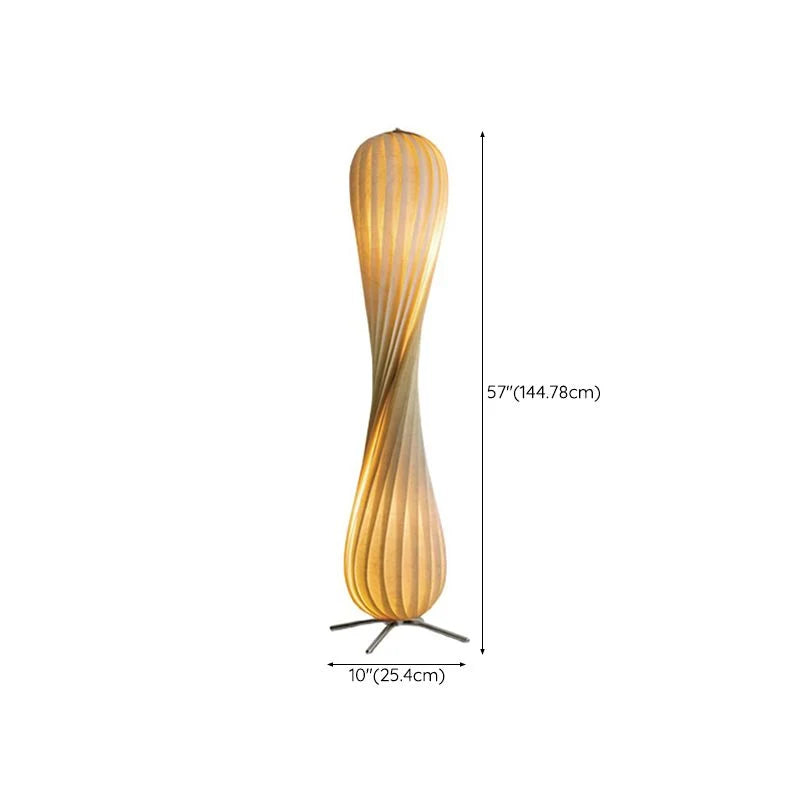 Floor Lamp | Twisted Wood Shade & Cozy Ambient Lighting