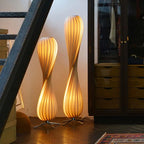 Floor Lamp | Twisted Wood Shade & Cozy Ambient Lighting