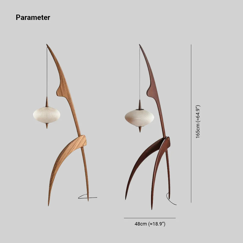Floor Lamp | Wood & Fabric Oval Shade | LED Included