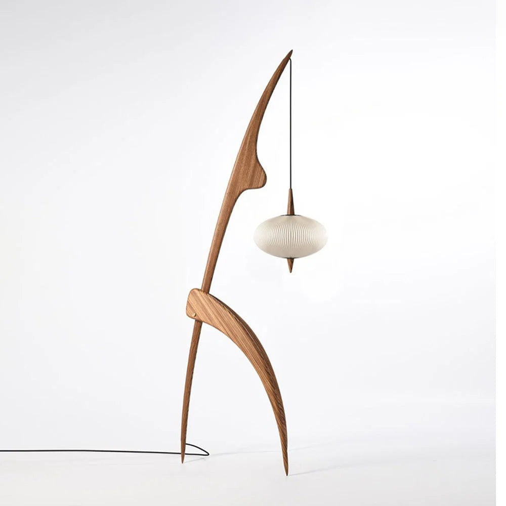 Floor Lamp | Wood & Fabric Oval Shade | LED Included