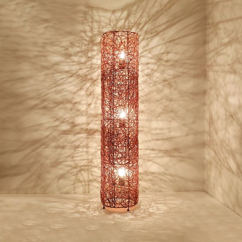 Floor Lamp | Wood & Rattan Vase-Shaped | White Or Brown