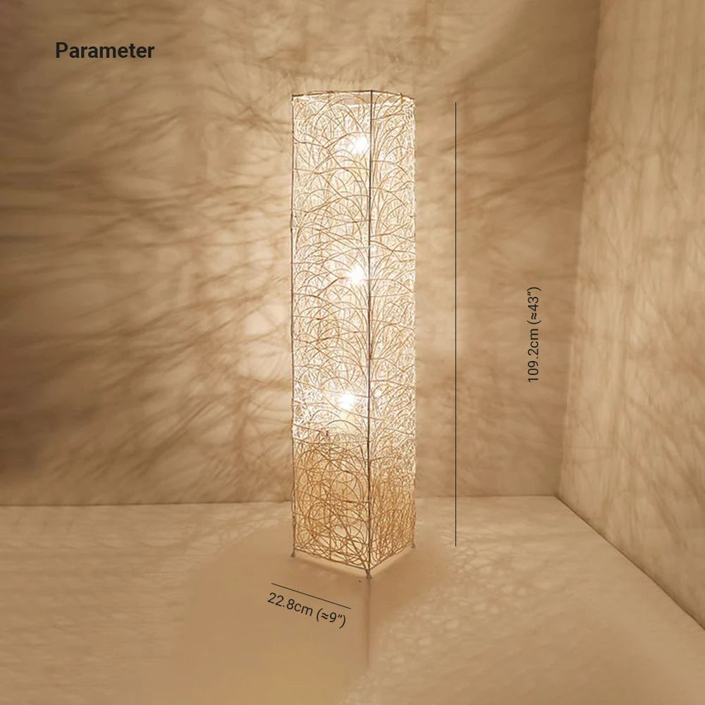 Floor Lamp | Wood & Rattan Vase-Shaped | White Or Brown