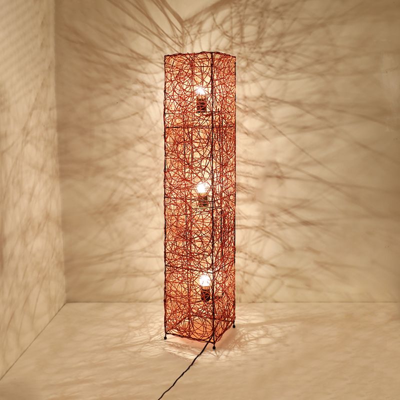 Floor Lamp | Wood & Rattan Vase-Shaped | White Or Brown