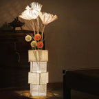 Floor Lamp | Wood & Rattan Vase-Shaped | White Or Brown