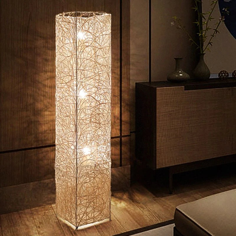 Floor Lamp | Wood & Rattan Vase-Shaped | White Or Brown