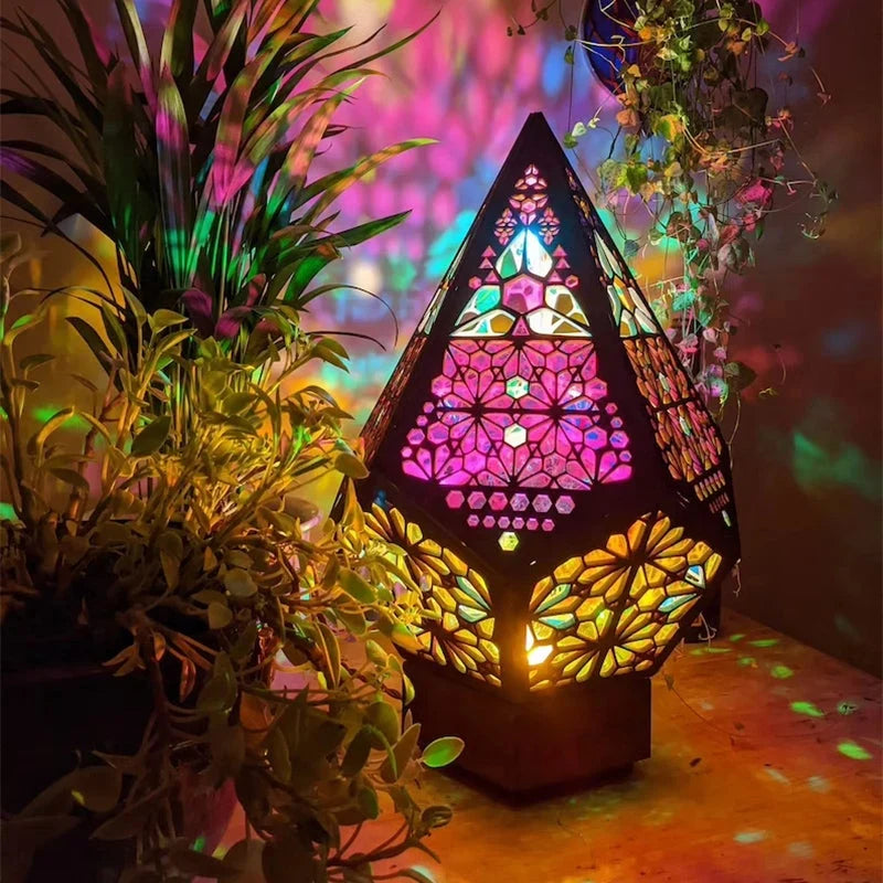 Floor Lamp | Wooden Boho North Star Projector & USB-Powered