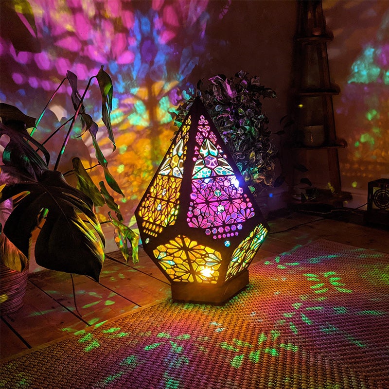 Floor Lamp | Wooden Boho North Star Projector & USB-Powered