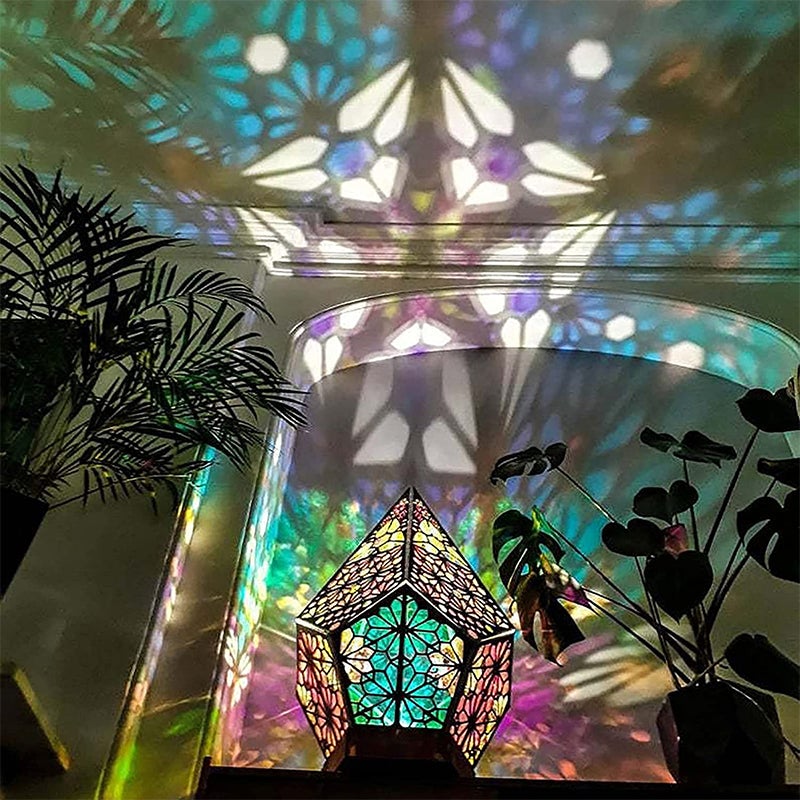 Floor Lamp | Wooden Boho North Star Projector & USB-Powered