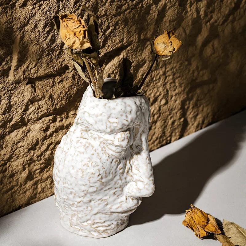 Flower Vase | Ceramic Human Face Design | Tabletop
