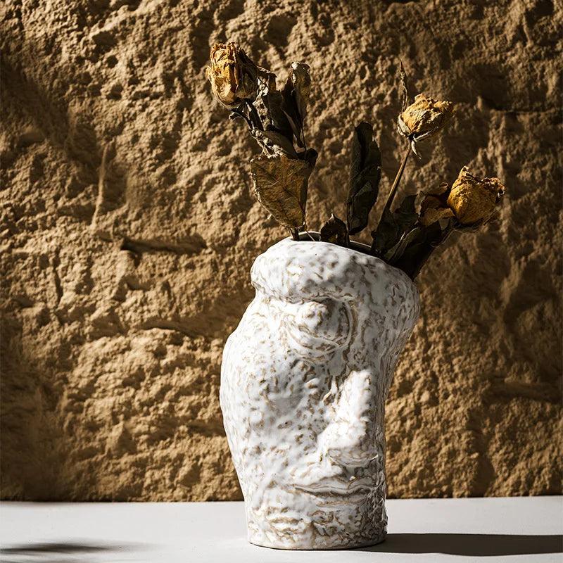 Flower Vase | Ceramic Human Face Design | Tabletop