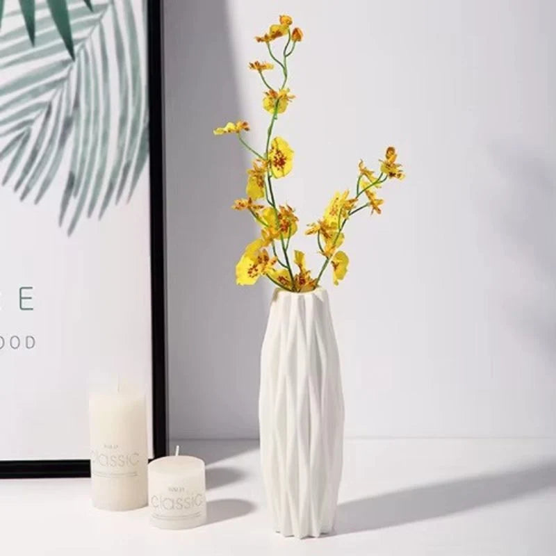 Flower Vase | Creative Textured Design & White Plastic