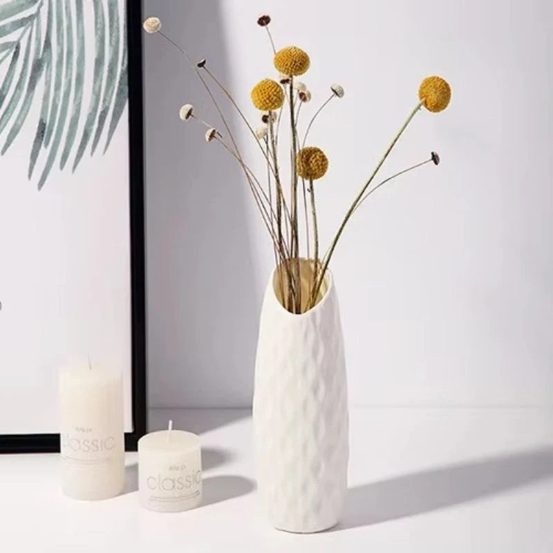 Flower Vase | Creative Textured Design & White Plastic