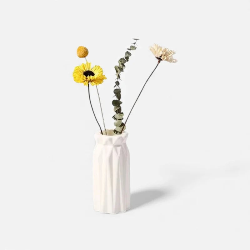 Flower Vase | Creative Textured Design & White Plastic