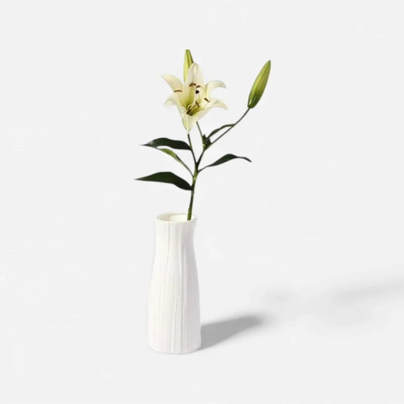 Flower Vase | Creative Textured Design & White Plastic