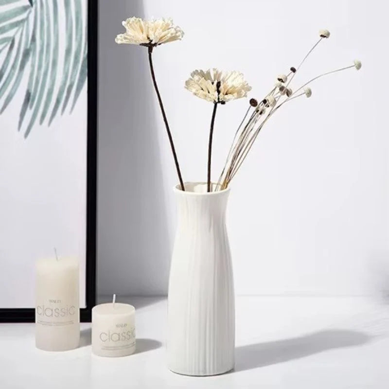 Flower Vase | Creative Textured Design & White Plastic