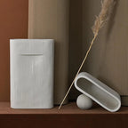 Flower Vases | White Striped Ceramic | 2-Piece Set
