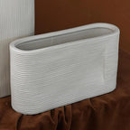 Flower Vases | White Striped Ceramic | 2-Piece Set
