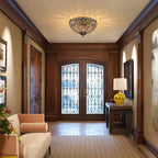 Flush Mount Ceiling Light | Antique Bronze & Crystal Accents | 3-Light